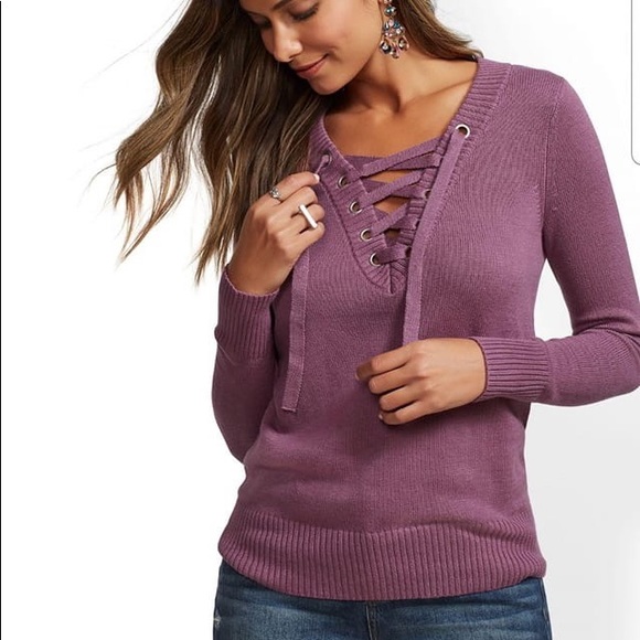 New York & Company Sweaters - { New York & Company } NWT Lace Up Sweater